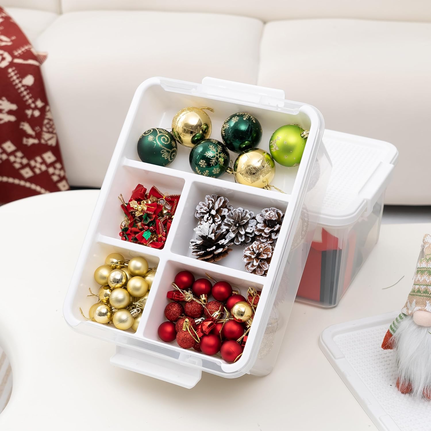 Citylife 17 QT Storage Bins with Building Baseplate Lid and Removable Tray Large Plastic Storage Bins Lego Organizers and Storage Bead, Tool, Sewing, 4 Packs