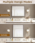 Axeman 30x36 Wood Wall Mirror, Rustic Bathroom Mirror, Vintage Wall Mounted Mirror Tempered Glass with Beaded Wooden Frame for Farmhouse Living Room Vanity Bedroom Entryway, Grey
