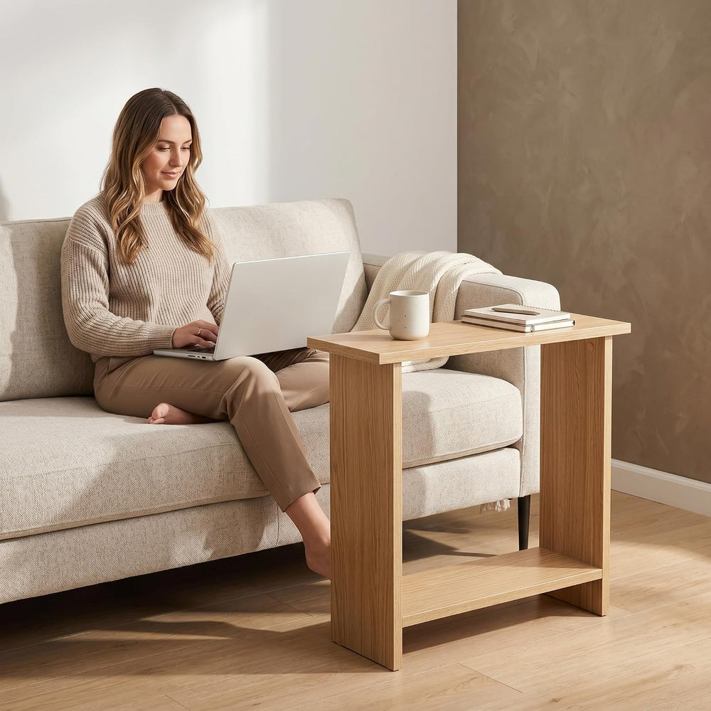 Narrow Side Table for Living Room, Slim End Table for Small Spaces Between Co...