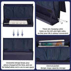 Bedside Storage Organizer with Power Strip Holder and Adjustable Straps Bed Hanging Bag for Home Bunk Bed Dorm Sofa (Navy Blue)