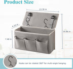 Bedside Caddy/Bedside Storage Organizer Hanging Bag with Three Options,Suitable for home beds, sofas, and dormitory beds—can hold magazines, books, phones, iPads, remote controls. (Gray)