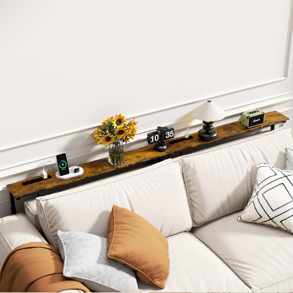 GRLEAF 2 Pack Adjustable Height Narrow Console Table with Power Outlets, 78.7...