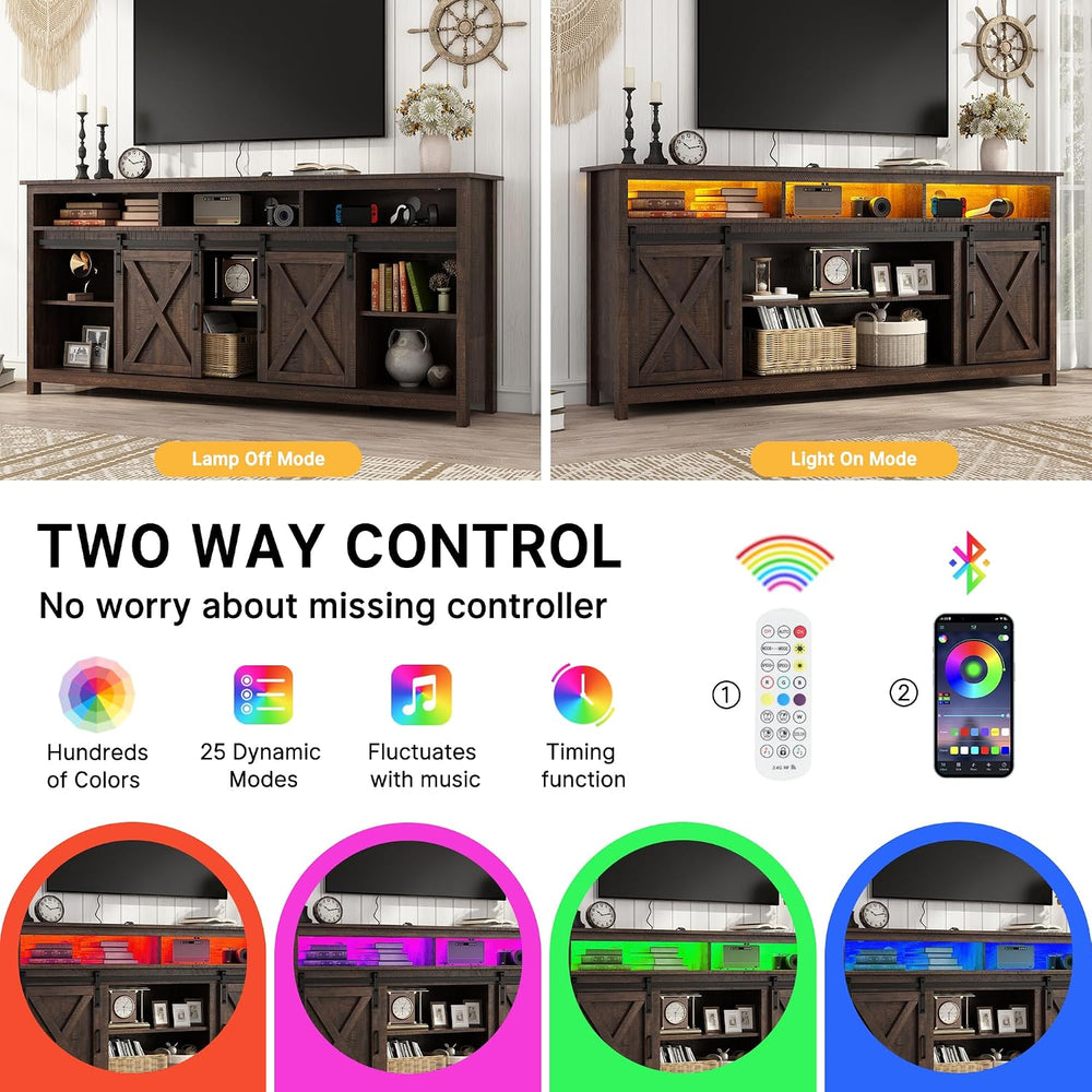 Vinctik 6&Fox 70in Wooden Farmhouse Entertainment Center for 80/75 inch T...