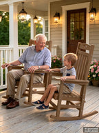 YEFU Outdoor Rocking Chairs Set of 2, HIPS Rocking Chair, Teak | Weather Resistant,Porch Rocker for Adult, Poly Patio Rocker, Like Real Wood, Durable&Sturdy,Easy Assembly, Heavy Duty 350 lbs
