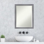 Amanti Art Grey Wall Mirror 27x21 Edwin Grey Rectangle Bathroom Mirror for Wall Decor Living Room, Medium Casual Wood Frame, Hangs Horizonally and Vertically, Bathroom Decor, Beveled Edge from WI, USA