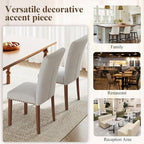 Stylish Dining Chairs Set of 2, Upholstered Parsons Dining Room Chair with Nailhead Trim, Kitchen Room Chair with Thick Cushions and Wood Legs, Nailhead Trim, Light Grey