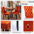 Extendable Dining Table Set for 8, 78.74" Expandable Dining Table with 8 Orange Upholstered Tufted Chairs, Large Wooden Expanding Kitchen Table and Chairs Set of 8, 9 Piece Extendable Dining Table Set