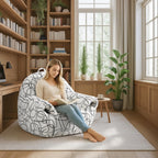 Peace nest Bean Bag Chair with Memory Foam Filled Ultra Soft Jacquard Pattern Cover for Adults Comfy Fur Bean Bag Chairs with Armrests for Bedroom Living Room Office Dorm Reading Lines