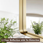 55"x 30" Gold Bathroom Mirror - Aluminum Framed Wall Mirror, Bathroom Wall Mounted Vanity Mirror, Bedroom, Living Room Wall Mirror, Hang Horizontally or Vertically