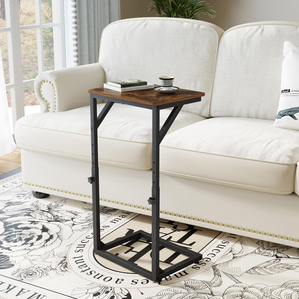 5-Level Adjustable C-Shaped End Table, Small Side Table for Couch, Sofa TV Tr...