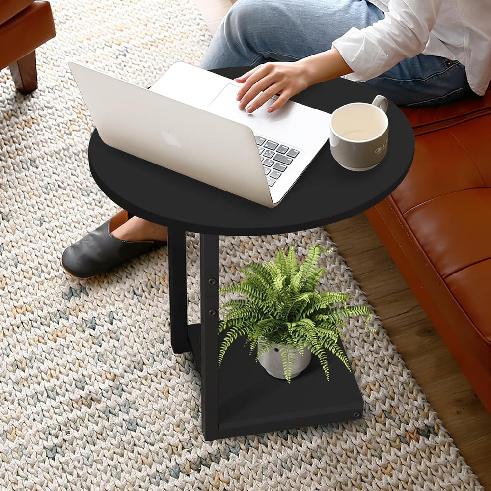 Hosfais Small Side Table End Table, C-Shaped Couch Tables