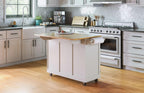 Homestyles Dolly Madison Off-White Mobile Kitchen Island Cart with Wood Drop Leaf Breakfast Bar
