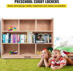 VEVOR Cubby Mobile Tray Storage Cabinet, 8-Compartment Cubby Storage Shelf, Cubby Storage Cabinet 3-Shelf, Classroom Cubbies, Classroom Furniture for Home, Daycare and Preschool, Natural