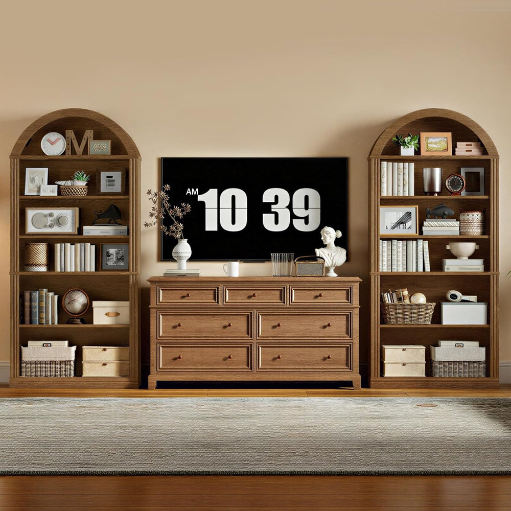 RALGEND Arched Bookshelf, 75.8" Tall Arch Bookcase with Storage, 6-Tier ...