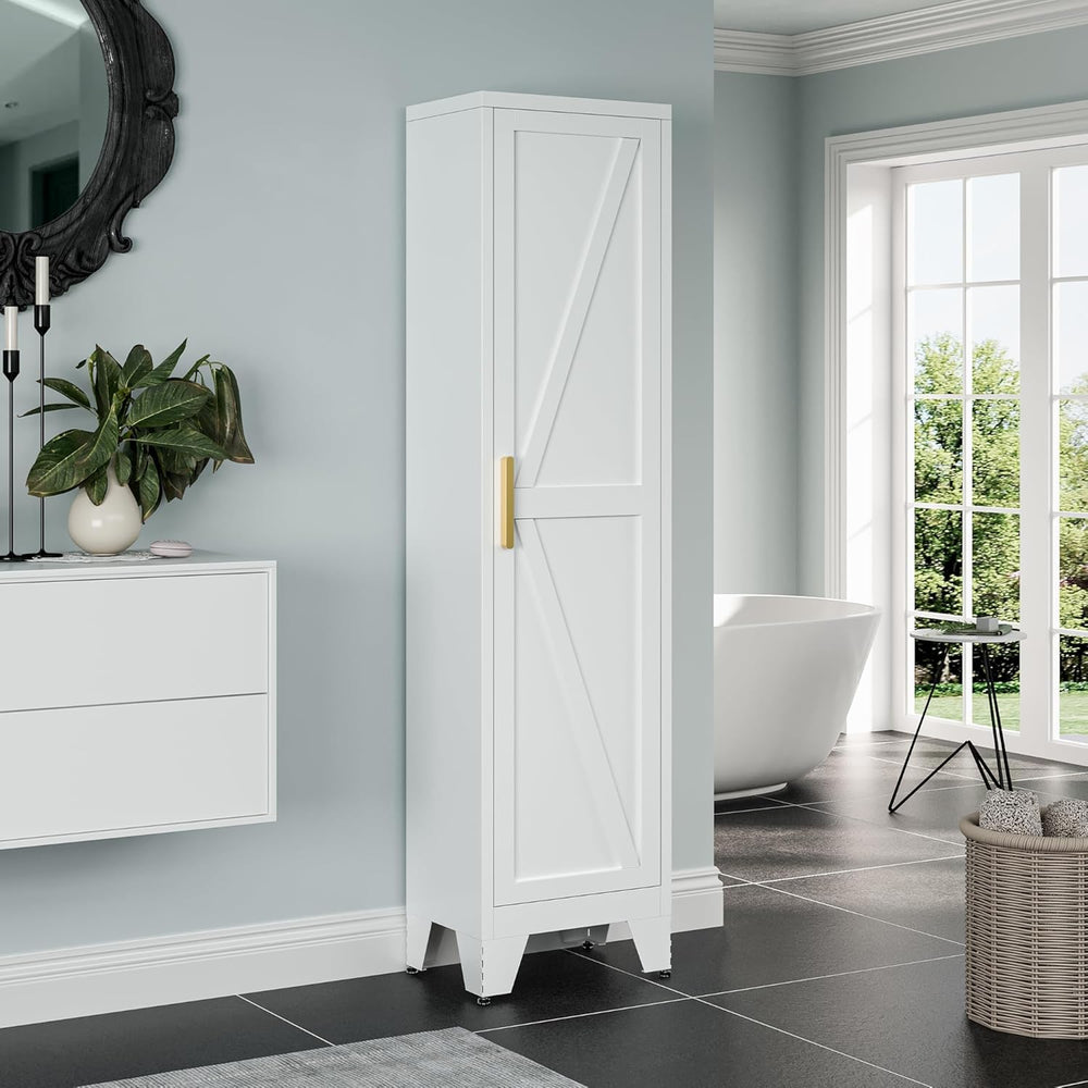 Washsemba 67''Farmhouse Metal Storage Cabinet with Barn Doors,Steel F...