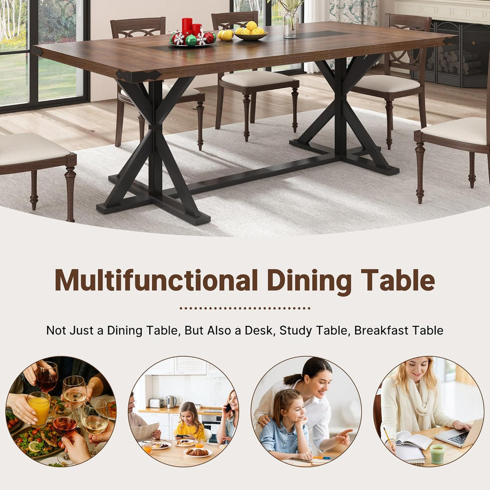 Hlivelood Dining Table for 8 10 People,Rectangular Kitchen Farmhouse Table W/...