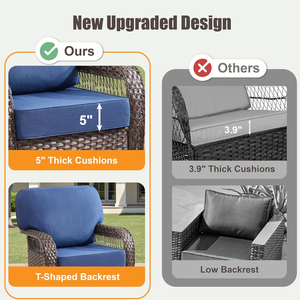 Wicker Swivel Rocker Patio Chairs, Patio Wicker Chairs Swivel Rocker Set of 2...