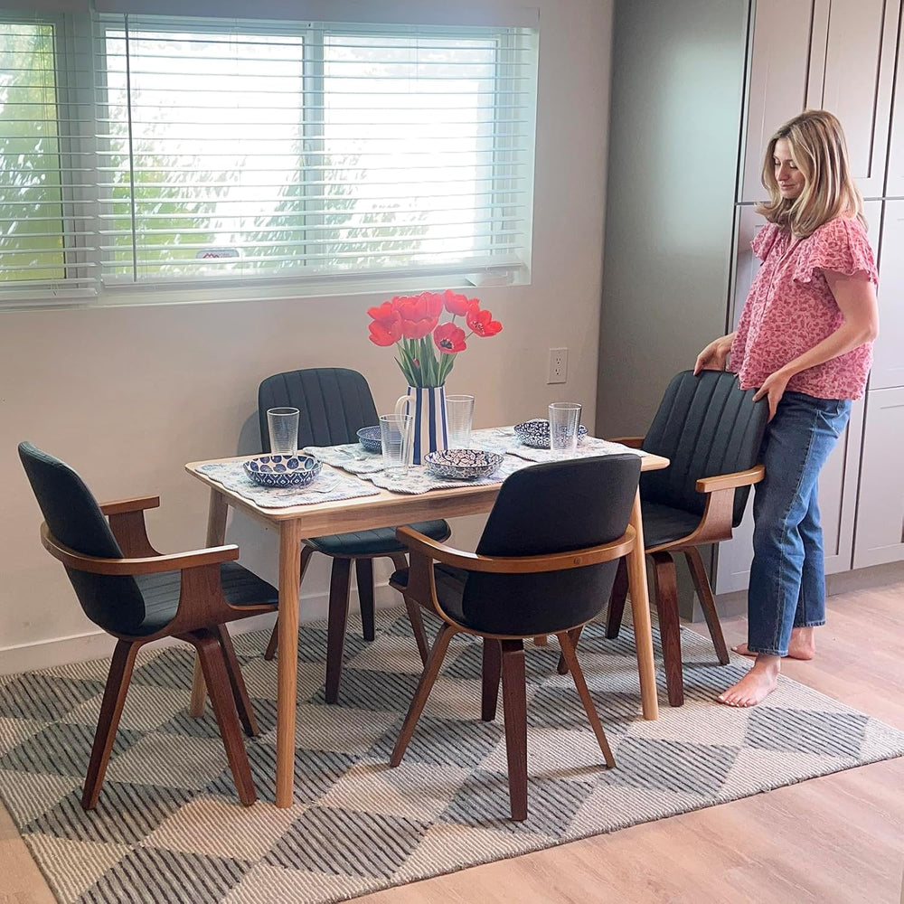 Walnut Dining Chairs, Mid Century Modern Leather Swivel Desk Chairs Walnut | ...