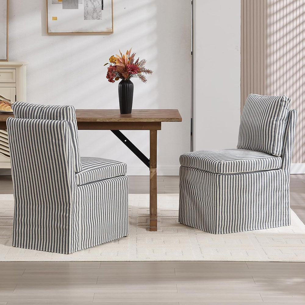 Slipcovered Dining Chairs Set of 2, Farmhouse Upholstered Dining Chair with S...