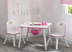 Delta Children Princess Crown Kids Wood Table and Chair Set with Storage - Greenguard Gold Certified, White/Pink