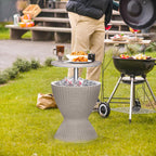 EasyUp Outdoor Cooler Bar Table – 8 Gallon Outdoor Patio Cooler Table with Drain Plug, Adjustable Height Rattan-Style Resin Cool Bar for Poolside, Deck, BBQ & Parties (Grey)