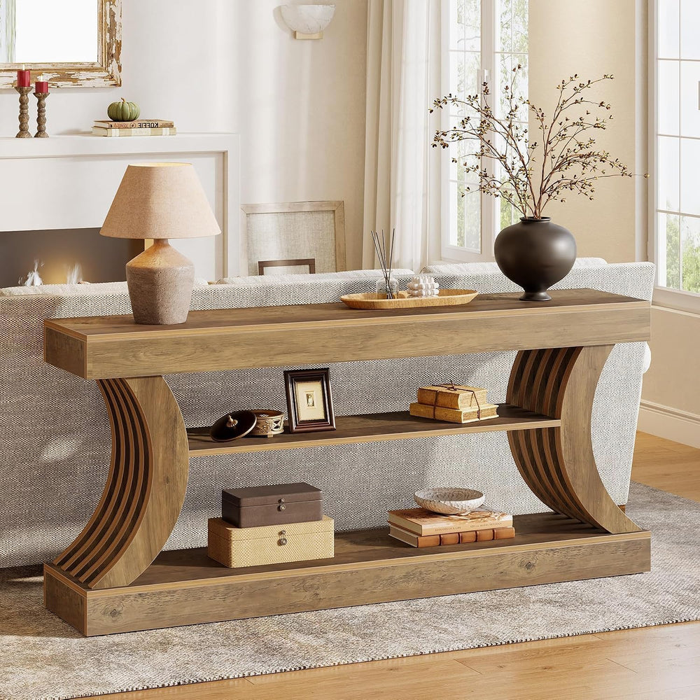 Tribesigns 70.9-Inch Long Farmhouse Entryway Console Table with Storage | 3-T...