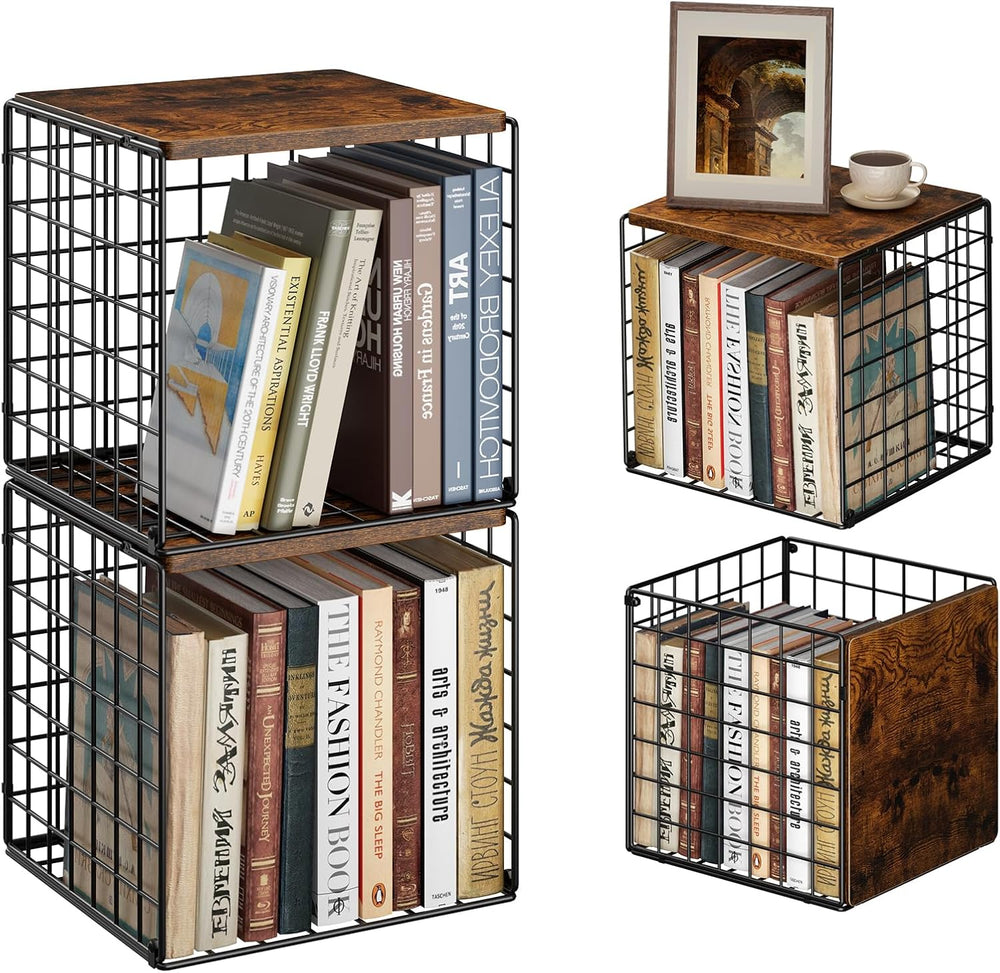 Dmevkic 2 Cube DIY Stackable Small Bookcase,Bookshelf for Small Spaces,Cube S...