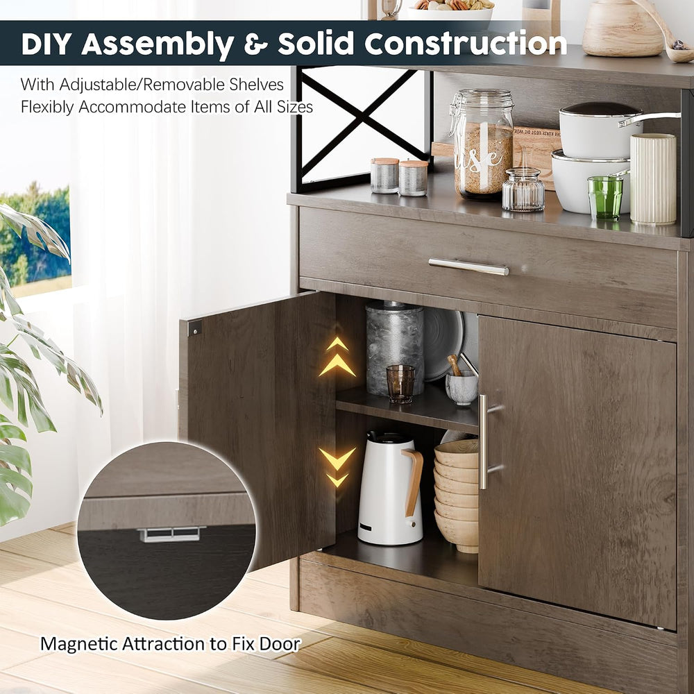 SUNLEI Kitchen Buffet Sideboard Cabinet, Storage Cabinets with 2 Doors and 1 ...