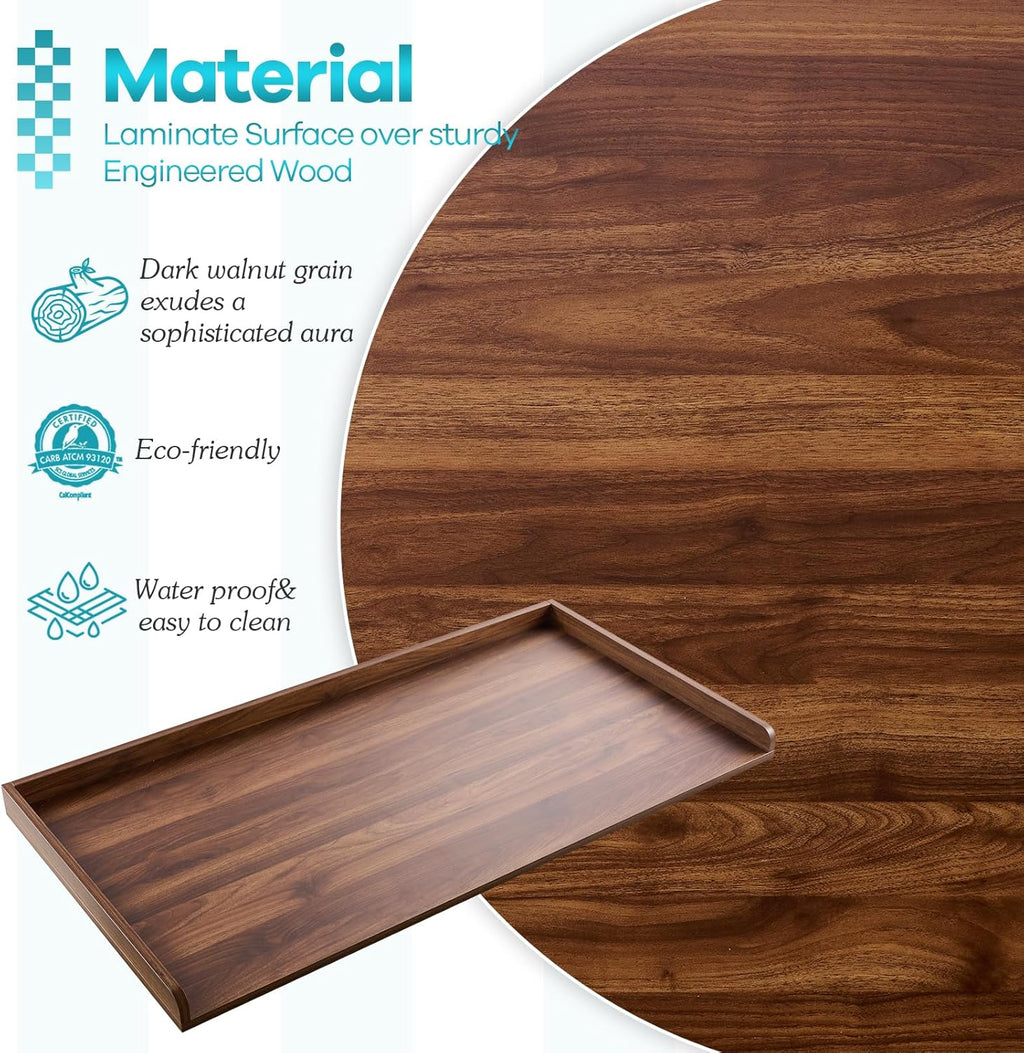 Kaboon Washer Dryer Countertop, Melamine Countertop with Edge Rails - 27.5" Depth x 54" Width Laundry Room Organization, Dark Walnut