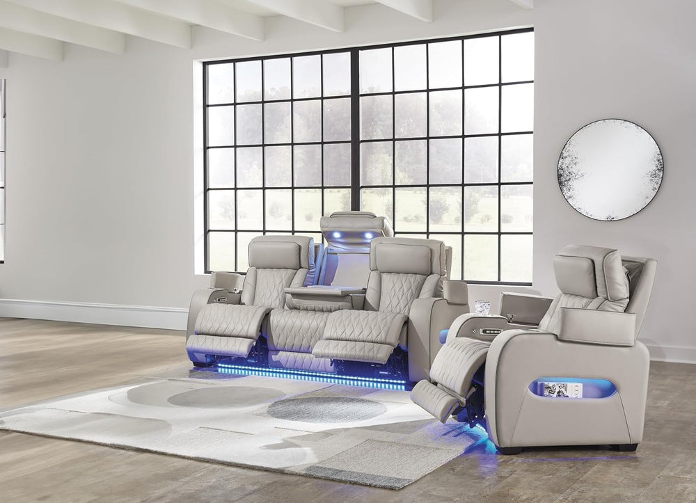 Signature Design by Ashley 3-Seat Power Reclining Sofa, Heat, Massage, Gray |...