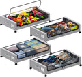 Under Bed Storage with Wheels, XXL 60L Under the Bed Storage Bins, Underbed Storage Containers with Lids & Label, Rolling Metal Drawer for Shoes, Clothes, Books, Toys (4-Pack Gray)