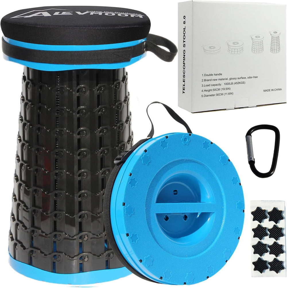 Upgraded XXL Collapsible Stool with Thick Cushion 19.7",1000lbs Max Weig...