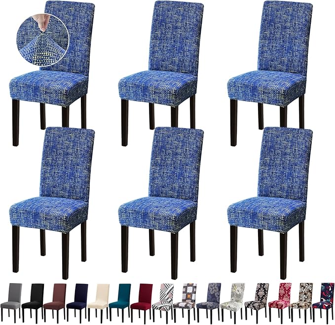 Chair Covers, Dining Room Chair Covers, Stretch Kitchen Chair Covers Set of 6, Removable Washable Dining Chair Slipcovers for Home, Hotel, Banquet