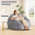 Giant Bean Bag Chair, Oversized BeanBag Couch for Adults, Large Bean Bag Sofa Chair with Filler, Shell-Shaped Floor Chair Soft & Cozy Couch with Back Support for Bedroom Living Room Dorm Apartment
