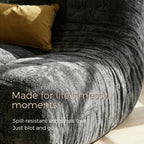 Sytopia Loveseat Chenille Bean Bag Chair for Adults, Oversized 35D Memory Foam Floor Sofa, Giant Deep Seat Gaming Reading Nook, No Assembly Required, Black Onyx