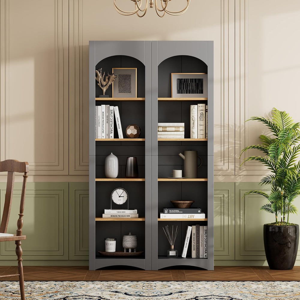 Freestanding Corner Kitchen Pantry with 4 Shelves, Traditional, Rectangular S...