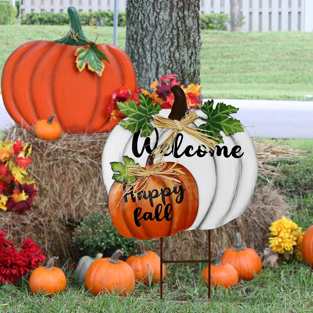 Stacked Pumpkin Garden Stake Yard Sign Fall Decor Decorative Outdoor Stakes
