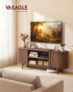 VASAGLE TV Stand for 65-Inch TVs, Mid Century Entertainment Center with Storage, Fluted Sliding Doors, Media Console Table for Living Room, Bedroom, Chestnut Walnut ULTV633K101