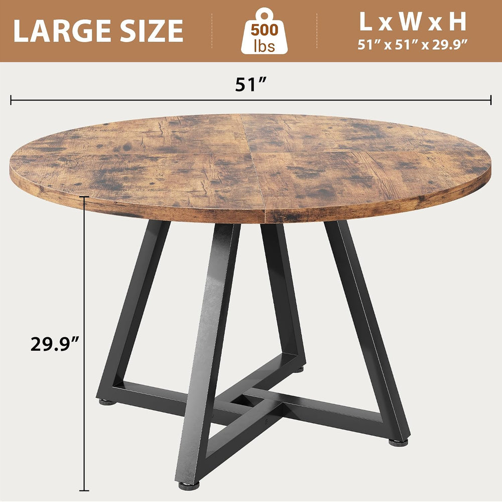 Jocoevol 51“ Round Kitchen Dining Room Table for 6-8, Circle Dining Dinner Ta...