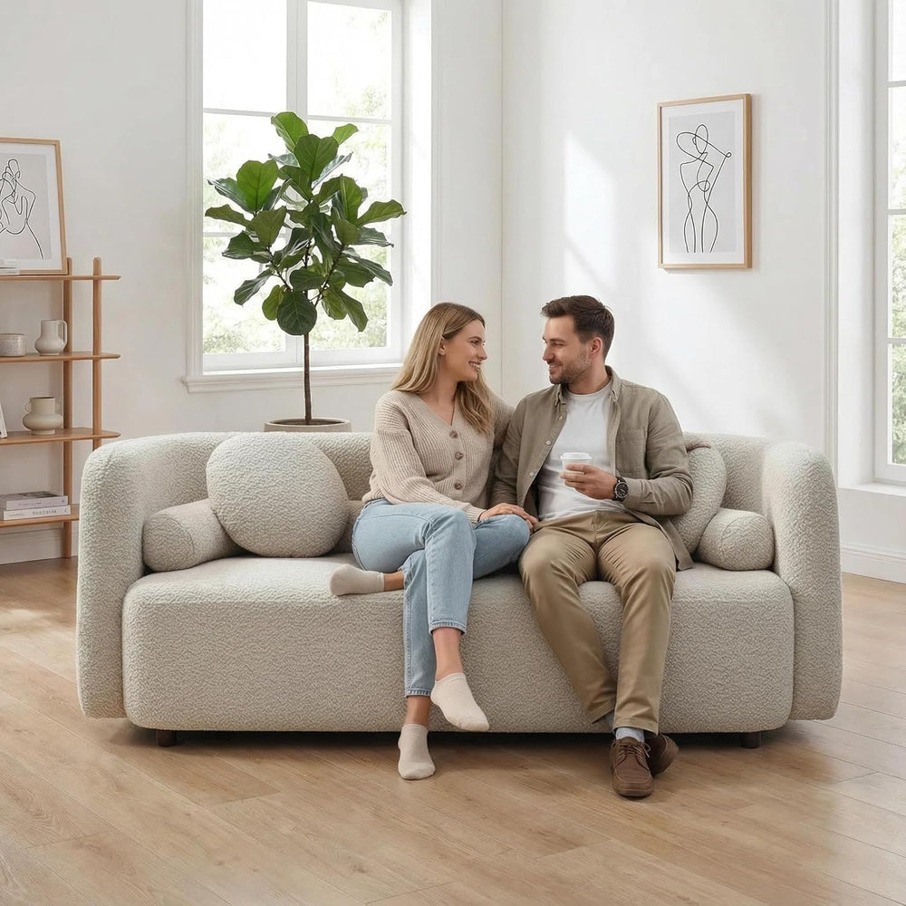 69" Compact Curved Sofa for Small Spaces & Apartments, Japandi Style...