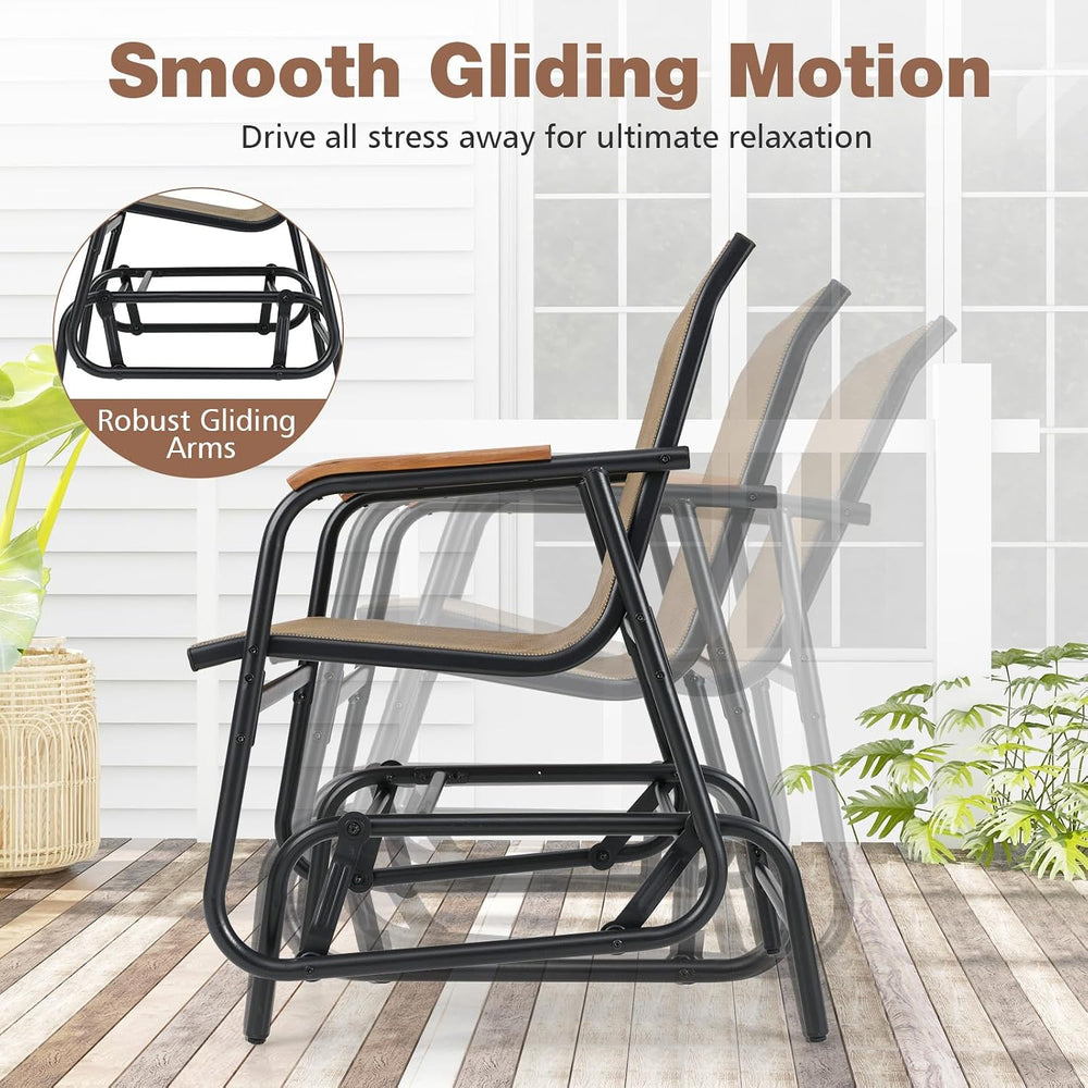 Tangkula 3 Piece Patio Bistro Glider Set, 2 Rocking Chairs w/Tempered Glass S...