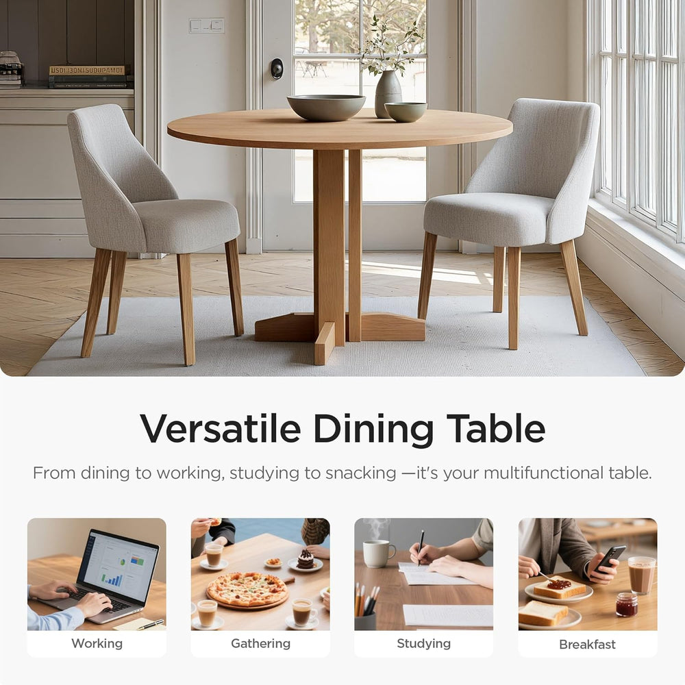 Acanva 47" Small Round Dining Table for 4 Person, MDF Top and Sturdy Woo...