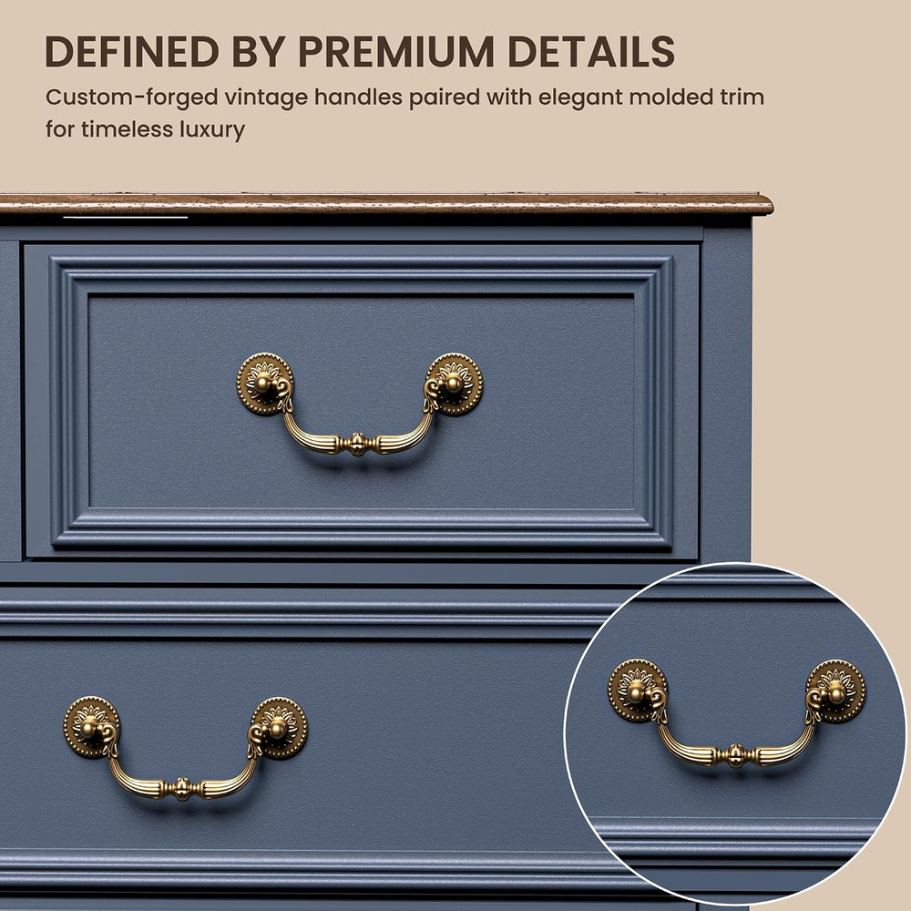Farmhouse 6 Drawer Dresser, Tall Chest of Drawers Wood Storage Cabinet