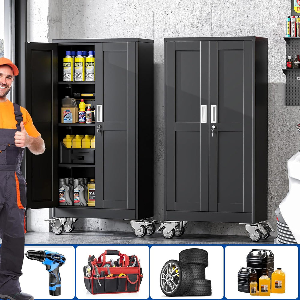 GAIOUS Metal Garage Storage Cabinet with Lock, 61” Tall Lockable File Cabinet...