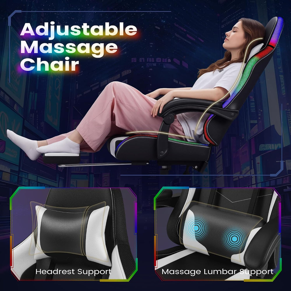 Homall Gaming Chair, Video Game Chair with Footrest and Massage Lumbar Suppor...