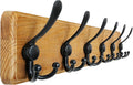 Dseap Coat Rack Wall Mounted - 24" Long 6 Tri Hooks, Heavy Duty Wooden Wall Coat Hanger Coat Hook for Clothes Hat Jacket Clothing, Weathered Yellow and Black