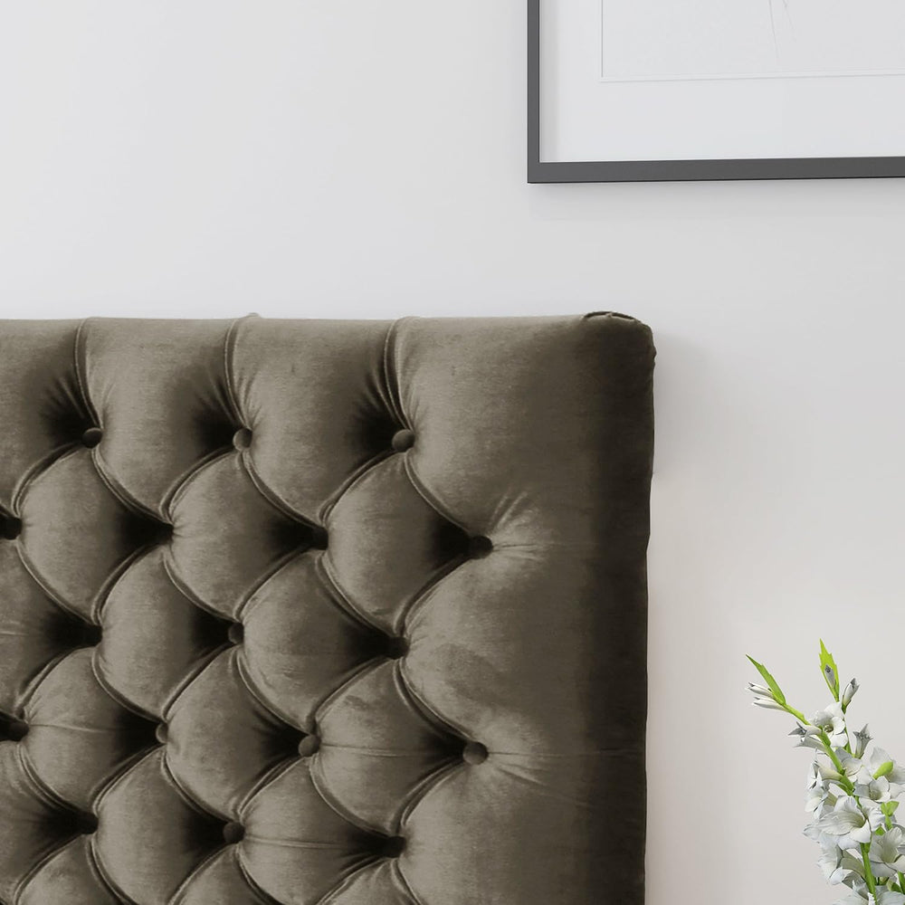 Christopher Knight Home Jezebel Velvet Headboard, Queen / Full, Grey / Black ...