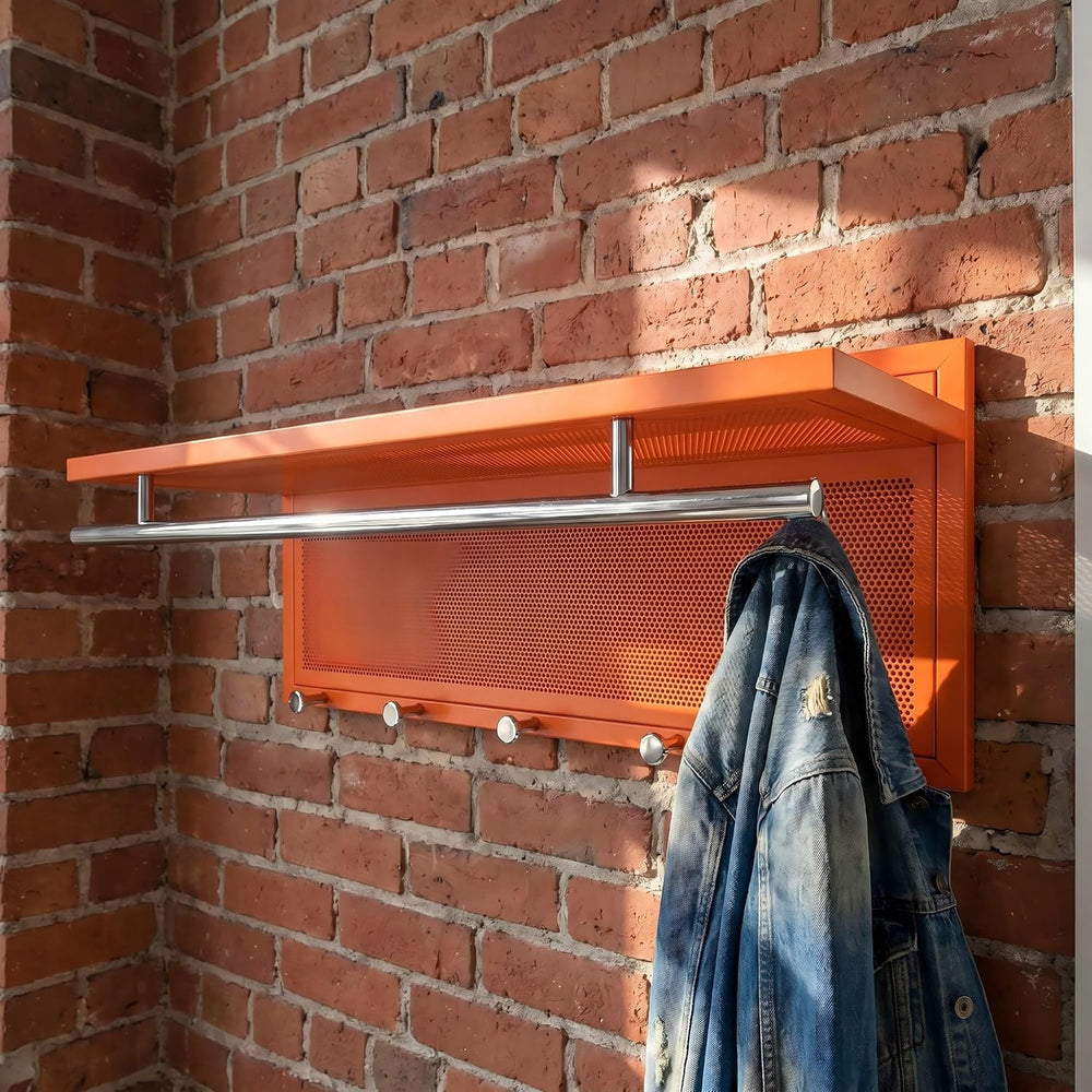 Wall Mounted Coat Rack with Shelf & Hooks, 29.5" Entryway Organizer ...