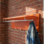 Wall Mounted Coat Rack with Shelf & Hooks, 29.5" Entryway Organizer | Metal Powder Coated, 5 Hooks & Chrome Accents, Space-Saving & Easy to Install, Ideal for Hallway, Mudroom, Orange
