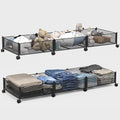 Under Bed Storage With Wheels, 47.2''/90lbs/57.6L, Metal Frame Under Bed Rolling Storage, Tool-Free Assembly Underbed Drawers, Underbed Organizer Containers for Shoes, Clothes and Toys (2 Pack)